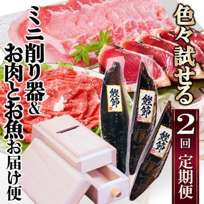 定期便2回配送　いろいろ試せる!ミニ削り器&お肉・お魚お届け便　CC0-0003
