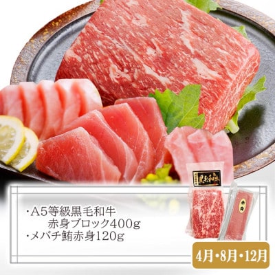 定期便2回配送　黒毛和牛・黒豚　赤身セット　CC0-0013