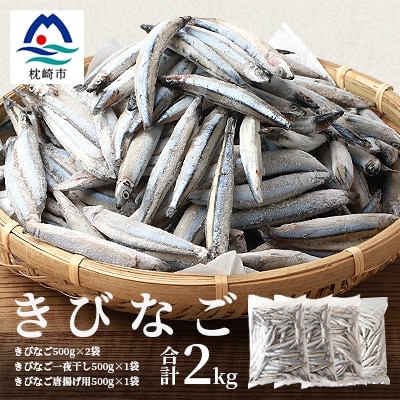枕崎産 きびなご【合計2kg】冷凍 一夜干し 唐揚げ用 詰め合わせ A3-110