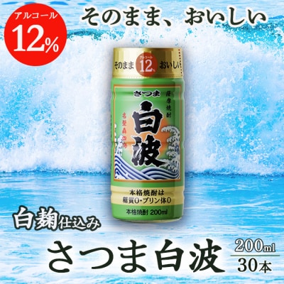 そのまま飲める 芋焼酎 優しくスッキリ【白麹 さつま白波 12度 ペット】30本 B8-11