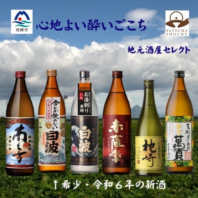 [本格焼酎]心地よい酔いごこち!地元酒屋セレクトの焼酎6銘柄　900ml・720ml　C0-35