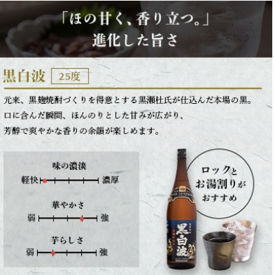 【黒白波】25度【1800ml】パック入り×3パック B4-2
