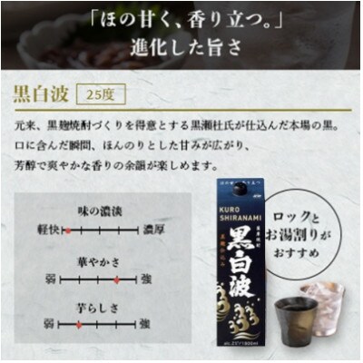 【毎月定期便】さつま白波&黒白波 1800ml×各3パックセット JJ15-0011 全4回