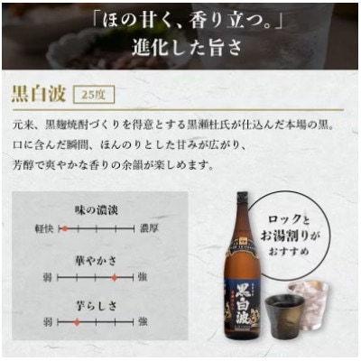 【毎月定期便】薩摩酒造の定番・限定焼酎【黒白波・粒露】1800ml×2本 CC0-18全2回