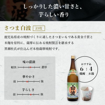 【毎月定期便】薩摩酒造の本格芋焼酎【さつま白波・黒白波】 1800ml×2本 CC0-16全2回