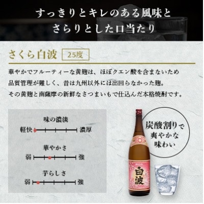 【毎月定期便】薩摩酒造の定番の焼酎【さくら白波】1800ml×2本セット! DD0-0023全3回
