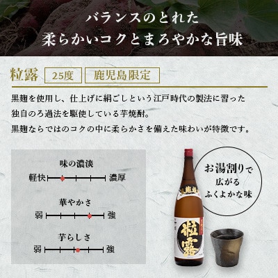 【毎月定期便】鹿児島限定粒露と黒白波 1800ml×各1本セット DD0-0022全3回