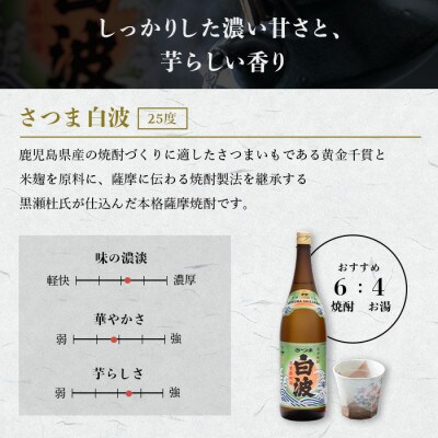 【毎月定期便】薩摩酒造の定番【さつま白波&黒白波】1800ml×2本セット HH0-0007全6回