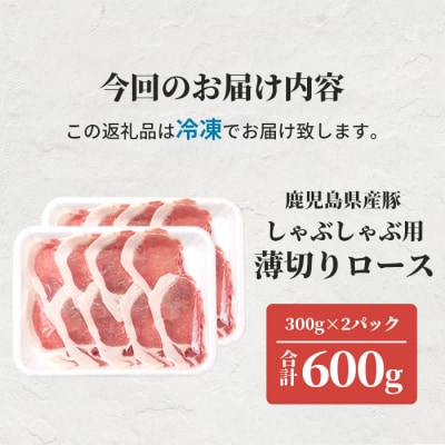 鹿児島県産豚 ロースうす切り 300g×2 しゃぶしゃぶ A3-207