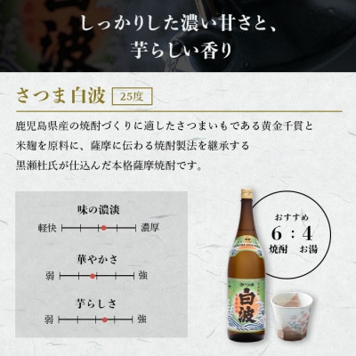【毎月定期便】【さつま白波】25度 1800ml×6パックセット【薩摩焼酎】SC360AX23全3回