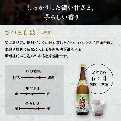 【毎月定期便】さつま白波&黒白波パック900ml　各1本セット OO-0010全3回