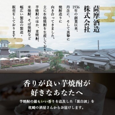 【毎月定期便】さつま白波&黒白波900ml　各2パックセット全3回