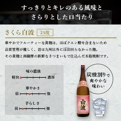 【毎月定期便】さつま白波&さくら白波900ml　各2パックセット全3回