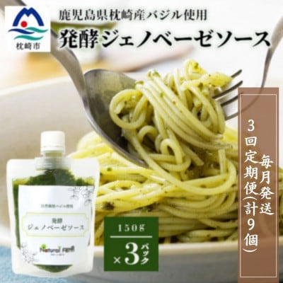 【毎月定期便】ジェノベーゼソース(150g×3個)【鹿児島県枕崎産バジル使用】全3回LL-6034