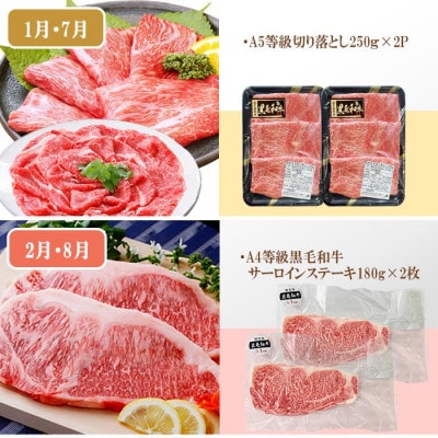 定期便(6回)A5・A4等級黒毛和牛・黒豚etc FF-0061