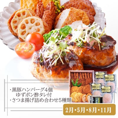 定期便(3回配送)枕崎お楽しみ便(黒毛和牛・鰹・黒豚加工品・さつまあげetc) LL-6004