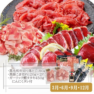 定期便(3回配送)枕崎お楽しみ便(黒毛和牛・鰹・黒豚加工品・さつまあげetc) LL-6004