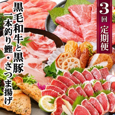 定期便(3回配送)黒毛和牛・黒豚&鰹タタキ　DD5-0002