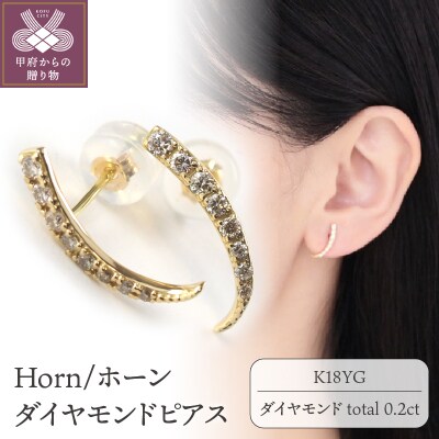 K18 Horn/ホーン ダイヤモンド ピアス　 14581