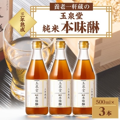 玉泉堂　三年熟成純米本味醂500ml×3本セット