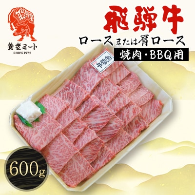 飛騨牛ロースまたは肩ロース600g (焼肉・BBQ用)