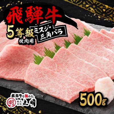 飛騨牛5等級　ミスジ・三角バラ　焼肉用　500g