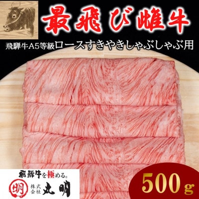 【最飛び雌牛】飛騨牛A5等級ロースすきやきしゃぶしゃぶ用　500g