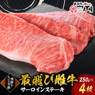 【最飛び雌牛】飛騨牛A5等級サーロインステーキ　250g×4枚