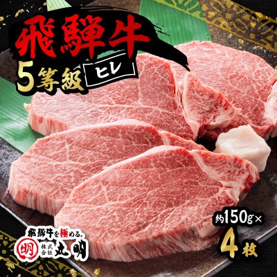 飛騨牛5等級　ヒレ　約150g×4枚