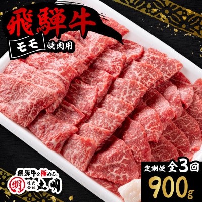 【毎月定期便】飛騨牛　モモ(赤身)　焼き肉用　900g全3回