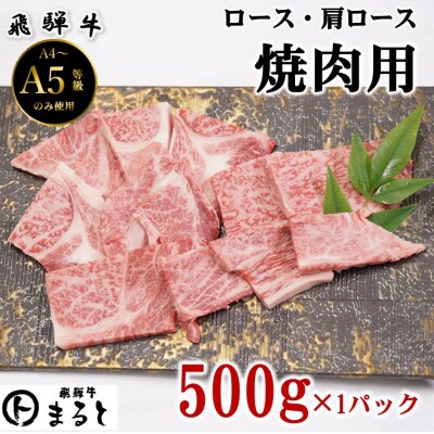 【飛騨牛】ロース・肩ロース焼き肉　500g(牛脂付き)