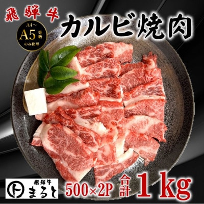 飛騨牛カルビ焼肉用 計1000g(500g×2パック)　小分け　牛脂付き