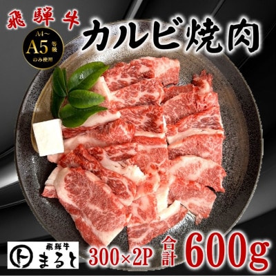 【飛騨牛】カルビ焼肉用 計600g(牛脂付き)