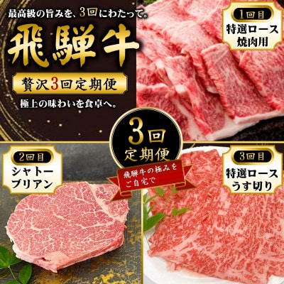 【3ヵ月毎定期便】特選ロース(焼肉・うす切り)とシャトーブリアン全3回