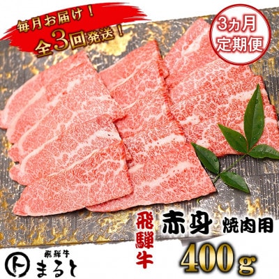 【毎月定期便】飛騨牛　赤身焼肉　400g全3回