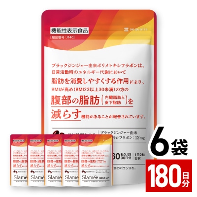 サプリメント 機能性表示食品 Slamee スラミー お腹の脂肪と皮下脂肪を減らす 6袋(6ヶ月分)