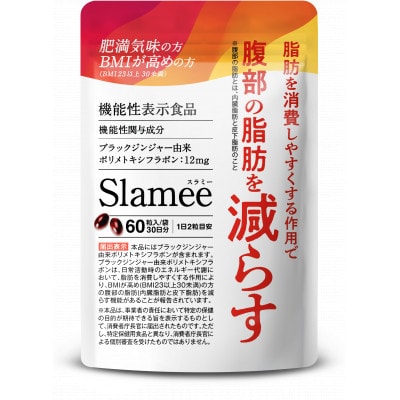 【毎月定期便】サプリメント機能性表示食品Slameeお腹の脂肪と皮下脂肪を減らす30日60粒全4回