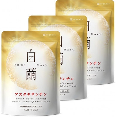 【毎月定期便】アスタキサンチンサプリメント ビタミンC コラーゲン配合白繭しろまゆ90日90粒全4回