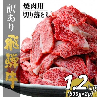 【毎月定期便】【訳あり】飛騨牛切り落し焼肉用1.2kg小分け(600g×2p)全3回