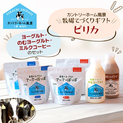 【カントリーホーム風景】牧場てづくりギフト「ピリカ」 ヨーグルト ミルクコーヒー セット　4種計6点