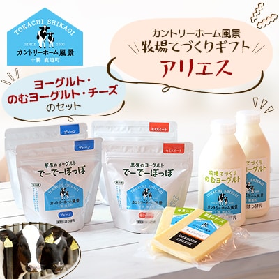 【カントリーホーム風景】牧場てづくりギフト「アリエス」 ヨーグルト チーズ セット　4種類合計8点