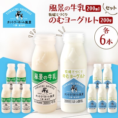 【セット】風景の牛乳 200ml　牧場てづくりのむヨーグルト 200g　各6本