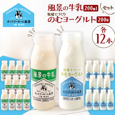 【セット】風景の牛乳 200ml　牧場てづくりのむヨーグルト 200g　各12本