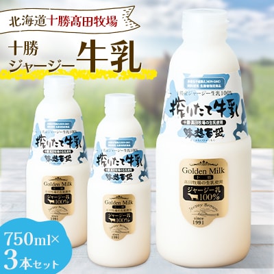 【十勝高田牧場】十勝搾りたてジャージー牛乳 750ml×3本セット