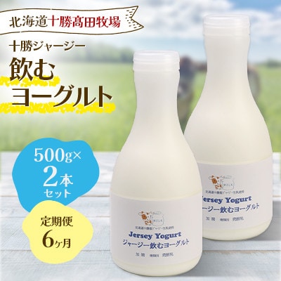 【毎月定期便】十勝ジャージー飲むヨーグルト 500g×2本セット全6回