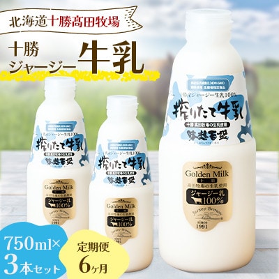 【毎月定期便】十勝ジャージー牛乳 750ml×3本セット全6回