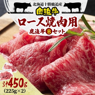 鹿追牛ロース 焼肉用 450g (鹿追牛Bセット) 225g×2 北海道十勝鹿追産【0112】