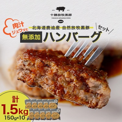 北海道十勝鹿追産 自然放牧黒豚 無添加ハンバーグセット計1.5kg(150g×10)