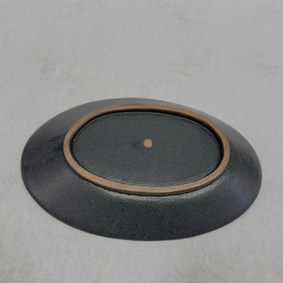 『鹿追焼』黒釉楕円皿3枚セット