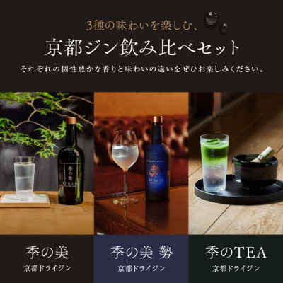 【京都蒸溜所】季の美　京都ドライジン　200ml　飲み比べ3種セット(季の美&勢&季のTEA)